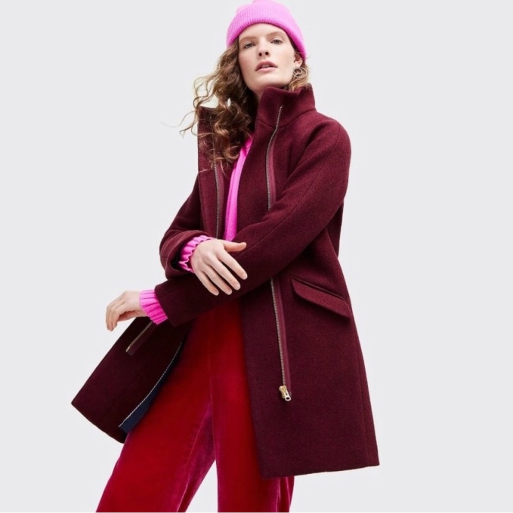 J. Crew Cocoon Coat Italian Stadium-cloth Wool Heather Red NWOT 00P